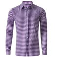 thumbnail image 1 of Camisa abotonada para hombre, camisa roja y azul de manga larga con solapa a cuadros, ropa urbana con estampado de resort, moda informal hawaiana, 6XL, 1 of 6