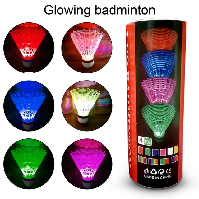 4Pcs/Set Badminton Shuttlecocks Closely Arranged Stable Flying Head Full Round High Speed LED Badminton Balls for Backyards