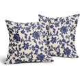 thumbnail image 4 of Navy Blue Floral Block Print Pillow Covers 16x16 Set of 2 Vintage Flower Pattern Cream Decorative Throw Pillowcases Outdoor Rustic Farmhouse Square Cushion Cases Decor for Home Couch Sofa Bed, 4 of 7