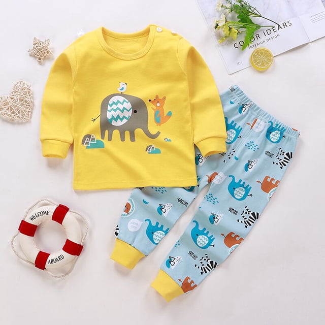 los niños de algodón puro conjunto de ropa interior otoño invierno pijamas nuevo bebé niños niñas transpirable camisas pantalones de navidad de dibujos animados milu ciervo ropa de dormir trajes