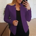 thumbnail image 3 of Dyfzdhu Cropped Blazers for Women Plus Size Fall Winter Long Sleeve Solid Color Suit Jacket Slim Fit Purple, 3 of 3
