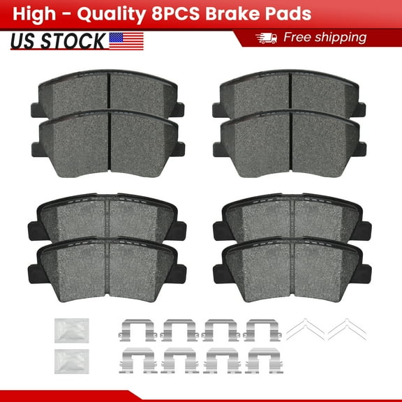 ACB ZONE Front and Rear Ceramic Brake Pads with Hardware for 2017 2018 2019 2020 Hyundai Elantra 2.0L (S-1912 S-1544)