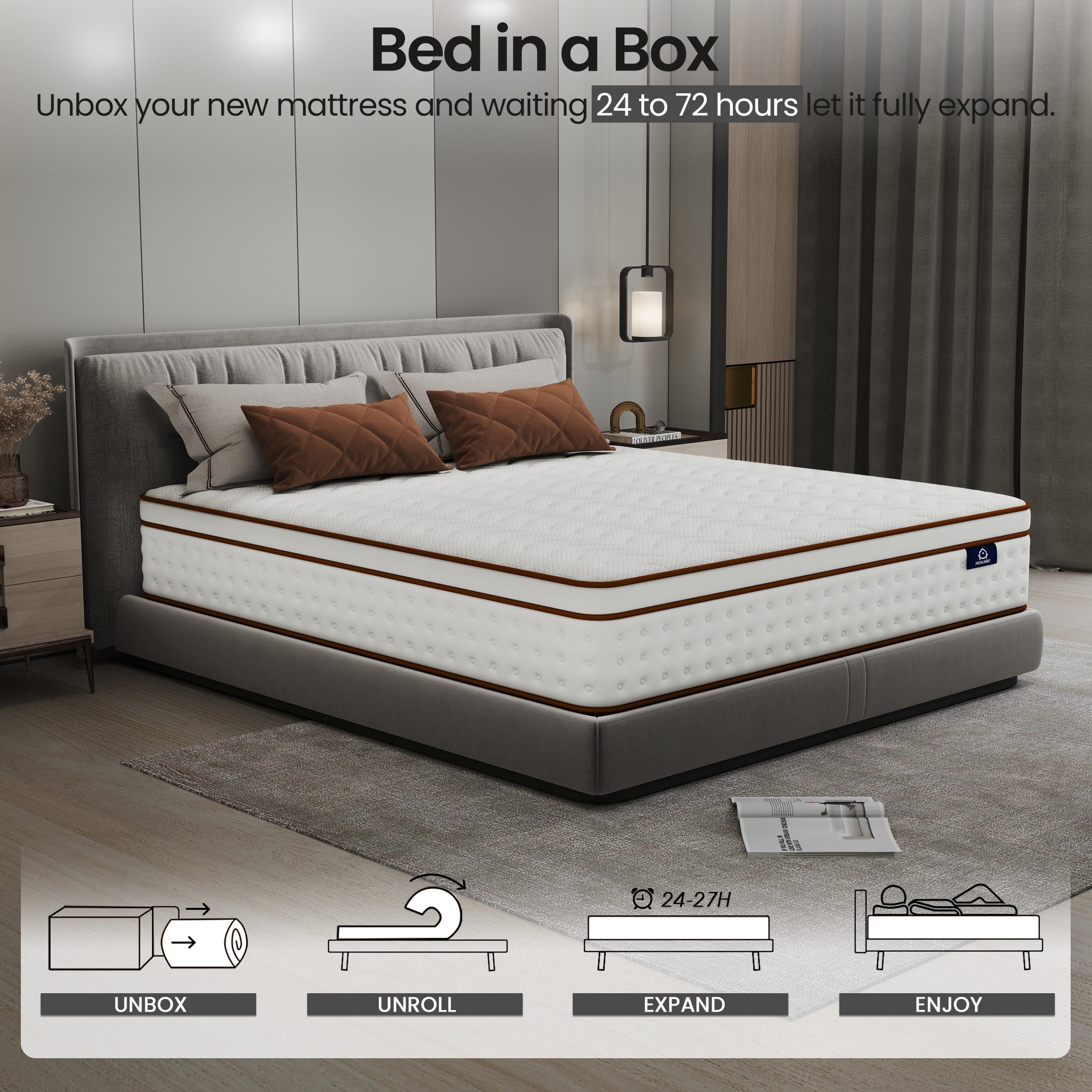 Focalsweet Queen Mattress,10" Memory Foam Mattress in a Box, Medium, Euro Top, Motion Isolation