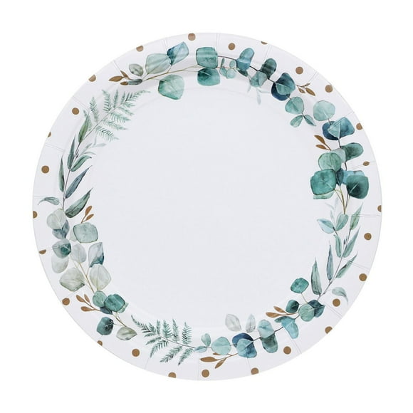 7" greenery paper plates, Greenery paper plates