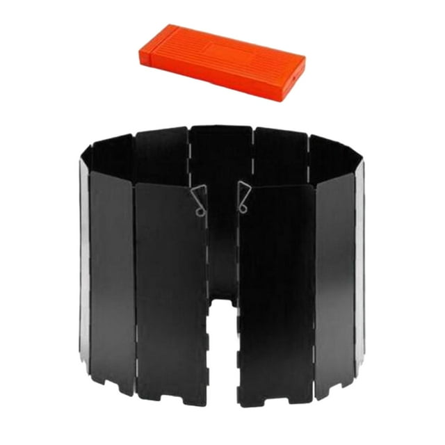 S SERENABLE Camp Stove Windscreen Foldable Compact Wind Protection for BBQ Cooker Hiking Black
