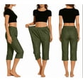 thumbnail image 2 of Dlentnea Capri Jeans for Women Straight Leg Stretchy Loose Denim Elastic Waist Trendy Pants with Pockets, 2 of 7