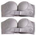 thumbnail image 1 of WZXFASHION Womens 2PCS Solid Color Strapless Non Slip Adjustment Rimless Dress Bra F Cup Bra Grey 80F, 1 of 9