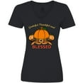 thumbnail image 3 of Inktastic Thankful Grateful and Blessed Pumpkins and Sunflower Women's V-Neck T-Shirt, 3 of 5
