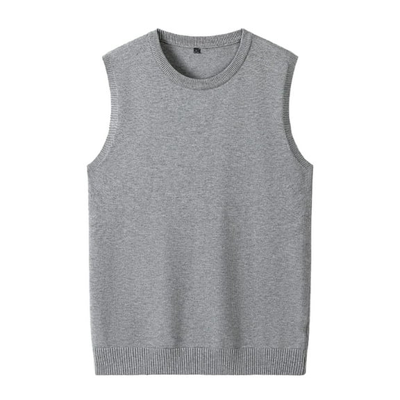 RMGVDSD Men's Sweater Vests Men Autumn Winter Casual Sleeveless Round Neck Knit Pullover Solid Color Lightweight Soft Sweaters Vest Tops Fashion Knit Sweater