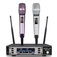thumbnail image 1 of Sistema de Micrófono Inalámbrico UHF SOMLIMI Blanco Rosa Profesional para Escenario y Karaoke, 1 of 5