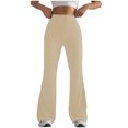 thumbnail image 2 of ZOIGHDA Womens Flare Yoga Pants High Waisted Bootcut Leggings Belly Control Soft Leggings for Workout Gym Casual(Khaki,Medium), 2 of 5