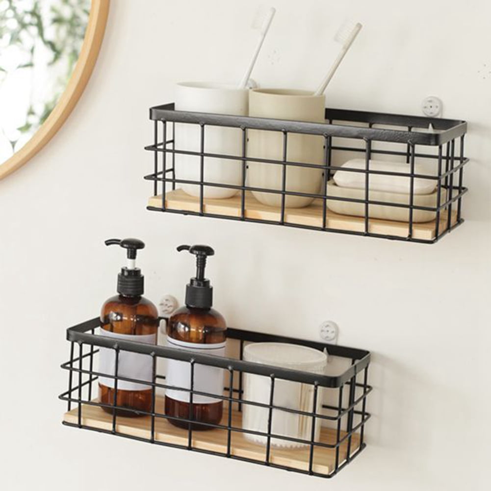 Trjgtas Iron Storage Baskets, Set of 2, Black