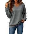 thumbnail image 7 of Evdexr Women's Sweatshirts Drop Shoulder V Neck Loose Fit Fall Winter Lightweight Casual Sweatshirt Plus Size Solid Oversized Trendy Tops S, 7 of 7