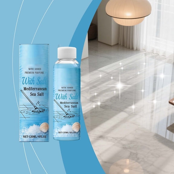 Qiopertar Sea-Salt Scented Floor Cleaner, 120ml Universal Tile Wood Laminate Cleaner, Quick-Dry Polish Care Spray for Hardwood Vinyl Floors