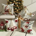 thumbnail image 1 of Juego de 4 fundas de cojín navideñas e invernales | Decoración navideña con diseños de renos y copos de nieve | Poliéster cepillado suave para sofá cama y sala de estar, 1 of 8