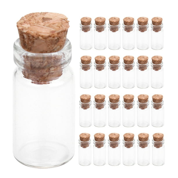 WORGEOUS Mini botellas de vidrio de 50 piezas con tapones de corcho de diy transparente frascos para bodas de mensajes