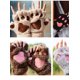 thumbnail image 2 of Guantes de pata de gato para mujer, invierno, felpa, piel sintética, gatito lindo, mitones sin dedos XBTCLXEBCO Marrón claro, Única, 2 of 6