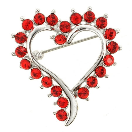Swarovski Crystal Heart Brooch - Red Heart Pin Swarovski Crystal Pin Brooch and Pendant