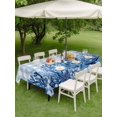 thumbnail image 4 of Outdoor Tablecloth with Umbrella Hole for Patio/Picnic/Party/Camping, Summer Coastal Waterproof Table Cloth Rectangle Table Cover Washable, Watercolor Ocean Coral Starfish Conch Blue Plaid (52"x 70"), 4 of 8