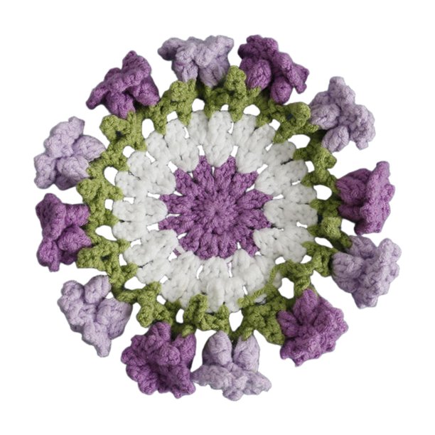 Montaña rusa de crochet, tazón de mesa de café, protección de mesa con adorable del protector de mesa de la montaña rusa para la Púrpura