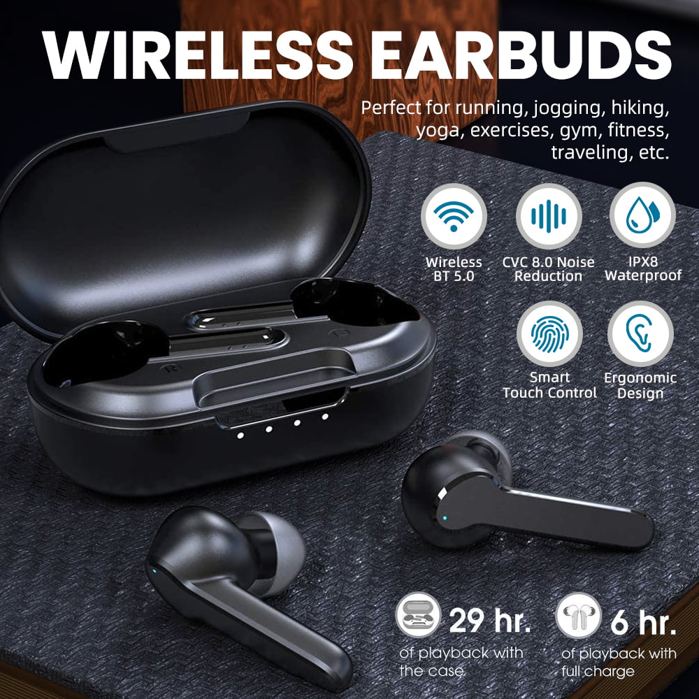 rim Natur pakke Mpow MBits S TWS Bluetooth 5.0 Earbuds,Ture Wireless Earphones, Puchy  Bass/CVC 8.0/IPX8 Waterproof/35Hrs/L/R Modes/Touch Control - Walmart.com