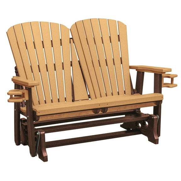 HomeStock Coastal Comfort Dual Fan Back Glider in Cedar with a Tudor Brown Base
