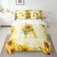thumbnail image 2 of jejeloiu Letter A Monogrammed Twin Bedding Sets 7-Piece,Rustic Flower Print Bedding Comforter Set,Retro Yellow Sunflower Sheet Sets For Child,Microfiber Room Decorative Reversible, 2 of 8