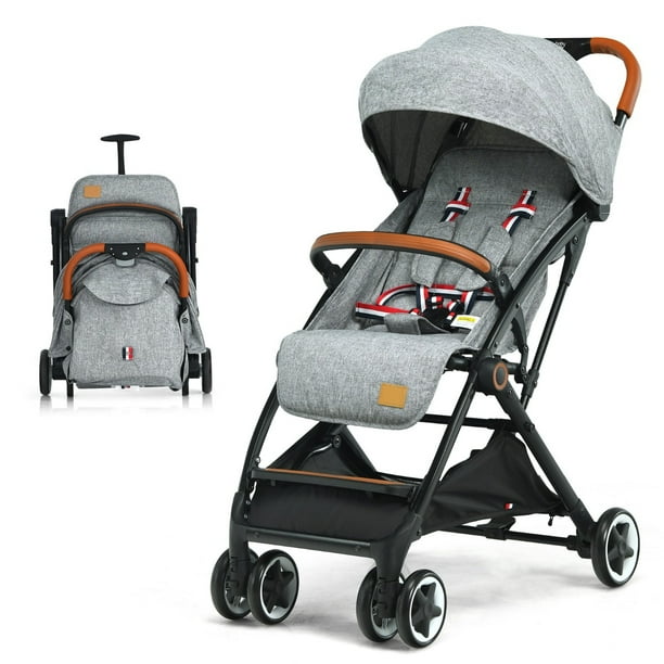 Cochecito de Bebé Plegable Costway con Marco de Aluminio Ligero Gris 41 x 72 x 96,5 cm