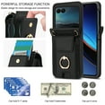 thumbnail image 2 of Decase Fashion Hybrid Phone Case Compatible with Motorola Razr 2024 Wallet Cover with Ring Crossbody Wrist Strap Lanyard Credit Card Holder Slot Fits for Motorola Razr 2024 Women Men,Black, 2 of 9