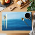thumbnail image 2 of Blue Oil Painting Coastal Placemats Set of 4 Abstract Art Wave Ocean Place Mats Indoor Wipeable Table Mats Washable Cloth Dining Table Placemats for Kitchen Holiday Party Home Decor 13x19 Inch, 2 of 9