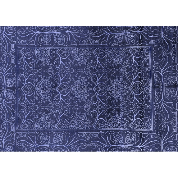 Ahgly Company Machine Washable Indoor Rectangle Persian Blue Bohemian Area Rugs, 7' x 9'