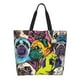 thumbnail image 1 of Balery Colorful Pug Bolsa Tote Estilo Estético con Cremalleras, Bolsa de Hombro, Bolsa de Compras Grande y Plegable, 1 of 8