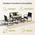 thumbnail image 2 of Lofka 4-Piece Outdoor Wicker Patio Furniture Set - All-Weather Rattan Sofa Set with Glass Coffee Table & Waterproof Cushions for Backyard, Porch, Garden, Light Gray  Cushion, 2 of 9