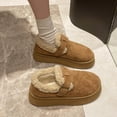 thumbnail image 4 of Brown Women Casual Flat Shoes Plush Lining Buckle Design For Non Slip Use And Style, 4 of 4