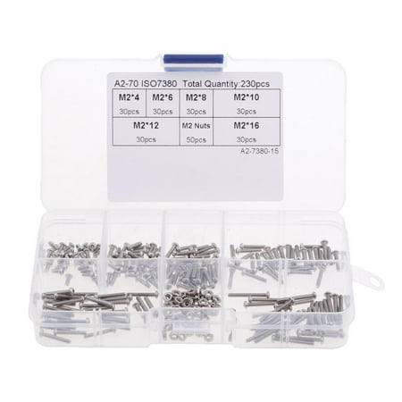 

230Pieces M2 Stainless Steel Socket Button Head Screws Nut