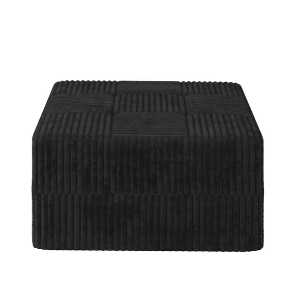 JERFIT Modern Sectional Sleeper Sofa Bed, Modular Reversible Couch with Storage Ottoman, Space Saving Furniture for Small Spaces, Plush Foam, Corduroy Fabric, Black