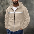 thumbnail image 4 of YUGYXL Mens Zip Up Fleece Lined Reflective Hoodies Sweatshirts Outdoor Workout Loose Pullover Tops with Pockets Beige Jacket, 4 of 9