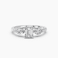 thumbnail image 3 of KEEVA JEWELS White Gold Plated Silver Emerald & Marquise Cut 0.90Ct Moissanite Diamond Modern 3 Stone Engagement Ring Size 9, 3 of 7