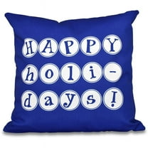 Simply Daisy 16" x 16" Happy Holidays Polyester Indoor/Outdoor Pillow, Royal (1 count)