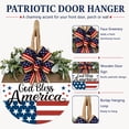 thumbnail image 2 of God Bless America Patriotic Door Hanger, 14 Inch Wooden Round Front Door Sign with American Flag Bow & Faux Greenery, Red White Blue 4th of July Independence Day Memorial Day Porch Wall Decor, 2 of 8