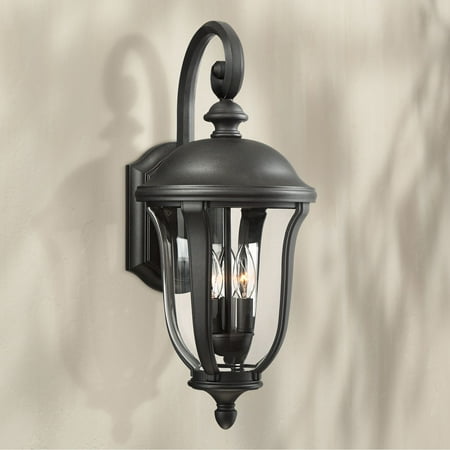 John Timberland Traditional Outdoor Wall Light Fixture Black 22 1/4 Clear Glass Downbridge for Exterior House Porch Patio Deck