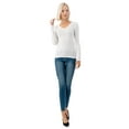 thumbnail image 5 of Simply Fashion Basic V Neck Long Sleeve T-Shirts - Stretch Cotton SpandexWHITE,MEDIUM, 5 of 5
