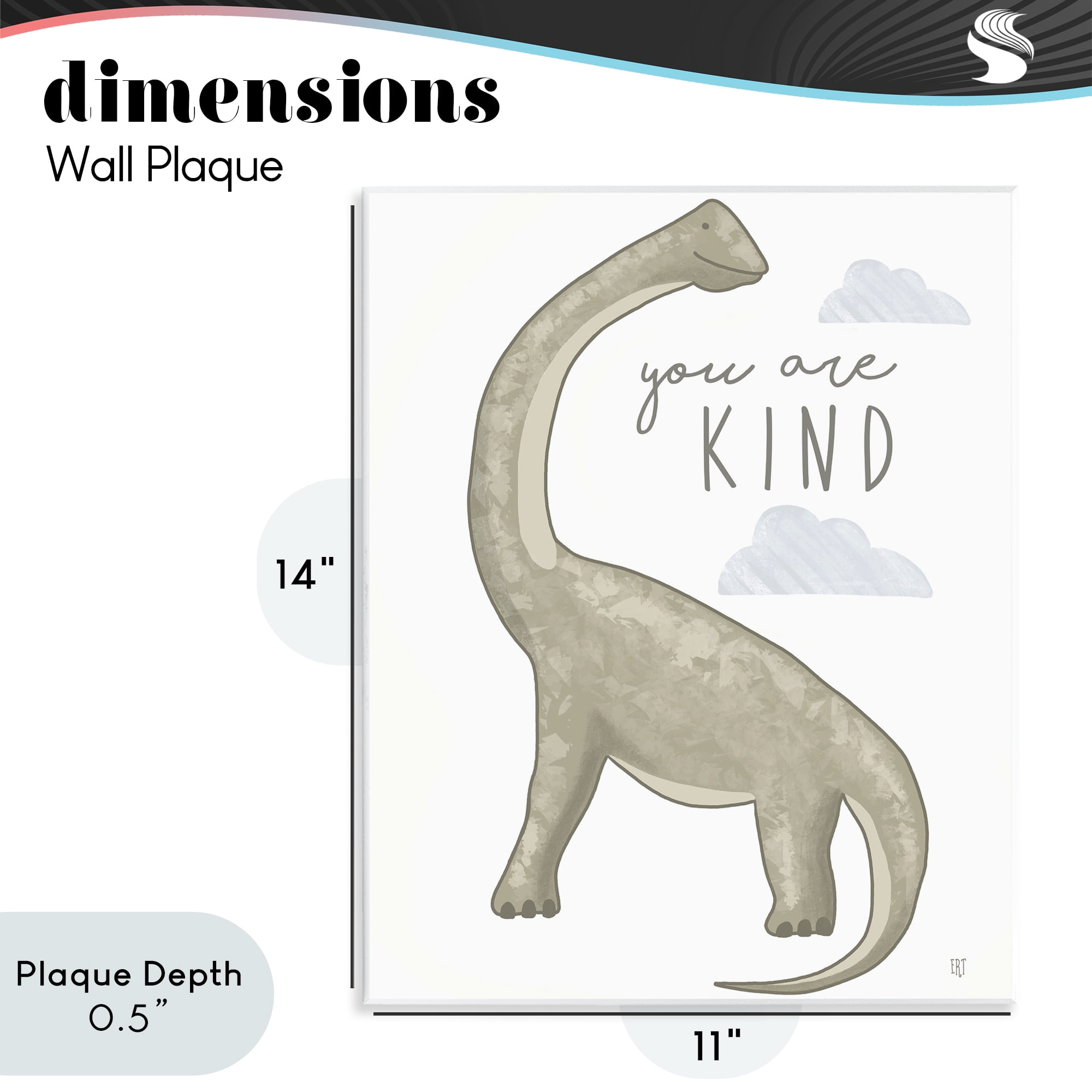 Stupell Industries You Are Kind Dinosaur Wall Plaque Art, design by Elizabeth Tyndall