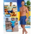 thumbnail image 5 of Mens 2 in 1 Swim Trunks with Compression Liner, Quick Dry Beach Shorts, Bathing Suit with Phone Pocket Blue M, 5 of 6
