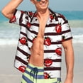 thumbnail image 5 of Lsque Ladybugs on Black and White Striped1 pattern Hawaiian Shirt for Men, Unisex Summer Beach Casual Short Sleeve Button Down Shirts-XX-Large, 5 of 9
