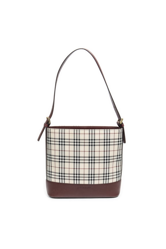Pre-Owned Burberry Beige/Burgundy Open Tote Shoulder Bag Nova Check Canvas