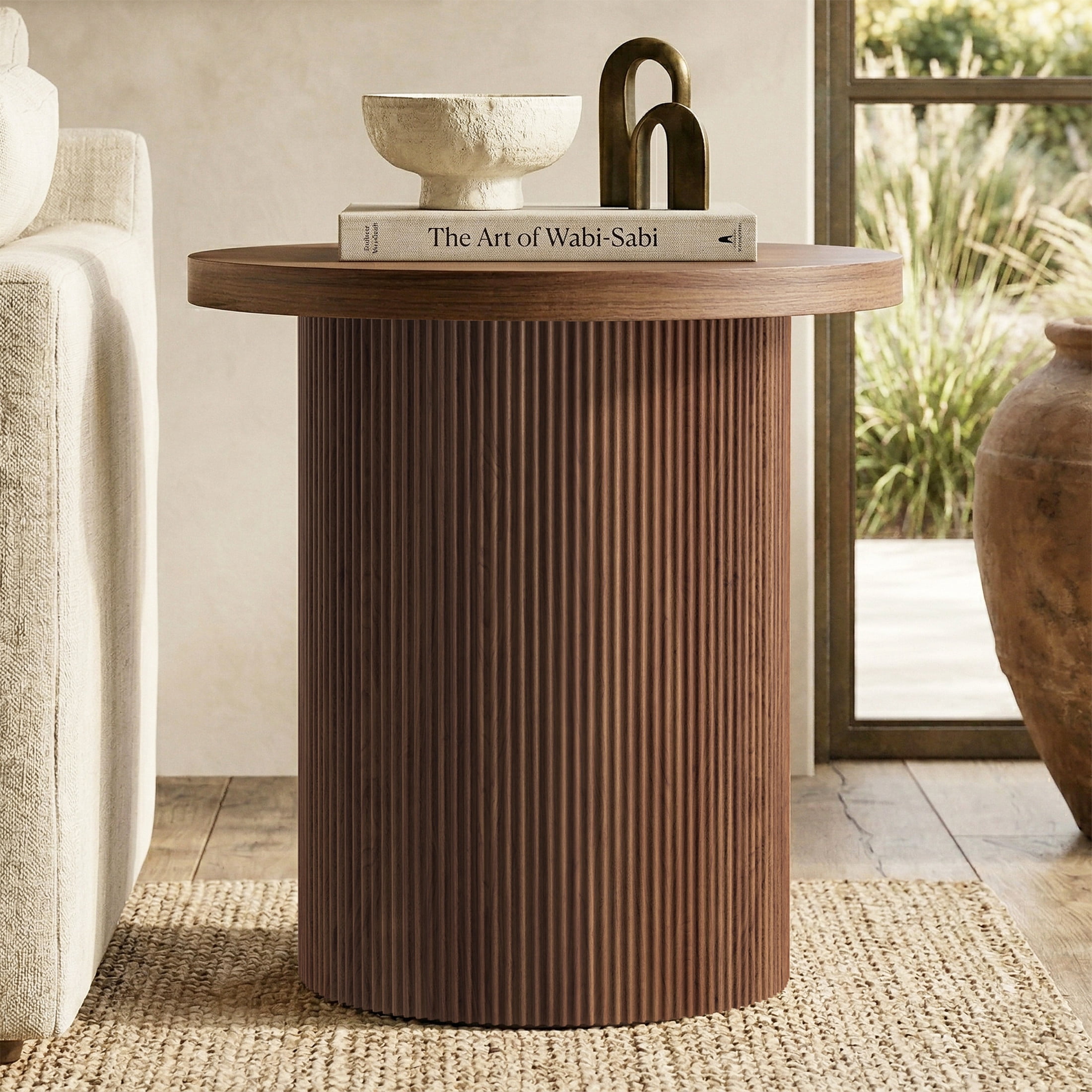 Evelyn&Zoe Modern/Contemporary 22" Wide Satin Walnut Side Table