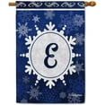 thumbnail image 1 of Welcome Winter Snowflake Monogram E Decorative House Flag Initial Letter Snow Deocr Banner for Inside and Outside 28x40 Inch Double Sided, 1 of 6