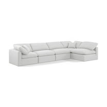Meridian Furniture Indulge 164" Linen Fabric L-Shaped Modular Sectional in White