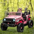 thumbnail image 5 of VISWILD 24V Kids Ride on Toys Car, 2 Seater 400W Electric Jeep with Remote Control, 4 Wheels Suspension, Bluetooth, Music, USB, LED Headlights, for 3+ Boys Girls, Pink, 5 of 10